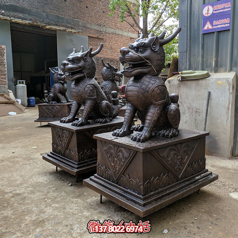 庭院別墅不銹鋼仿銅創(chuàng)意麒麟雕塑 庭院別墅不銹鋼仿銅創(chuàng)意麒麟雕塑