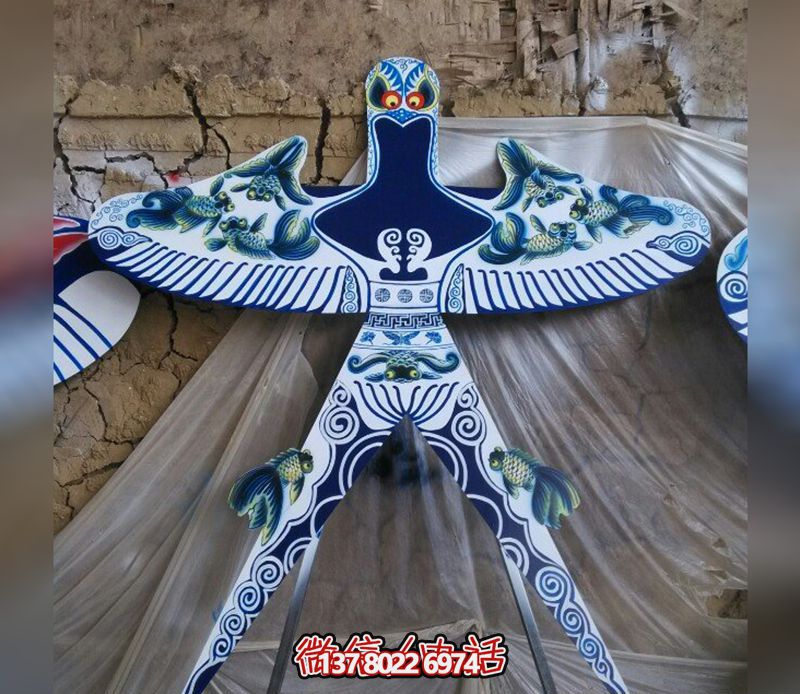 小區(qū)庭院園林擺件中國風(fēng)彩繪不銹鋼風(fēng)箏雕塑