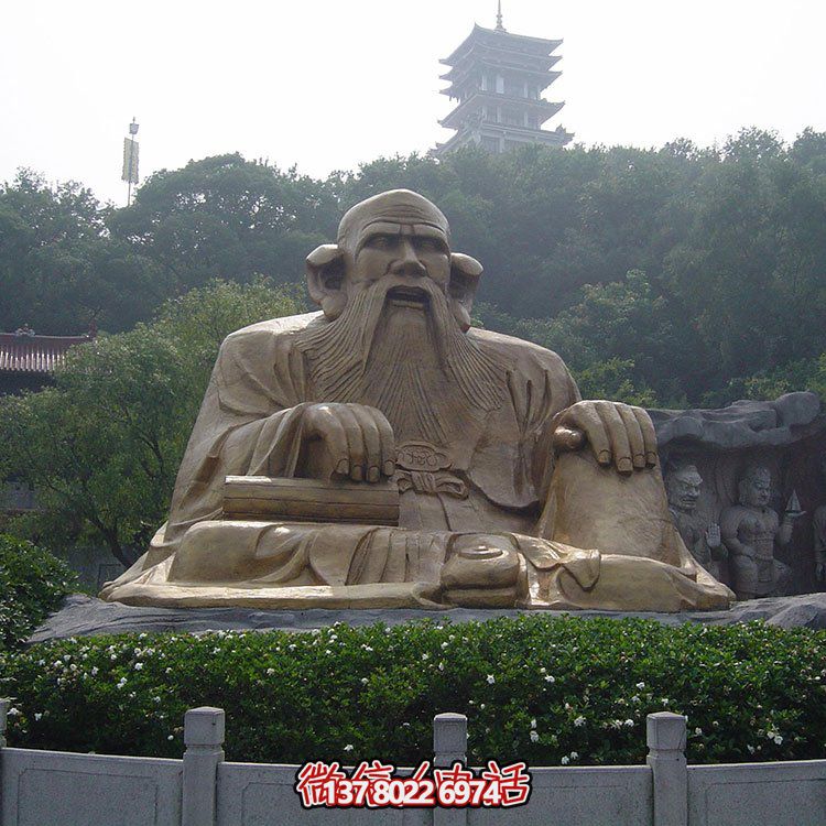廣場景區(qū)大型銅雕老子，戶外仿銅古代人物雕塑