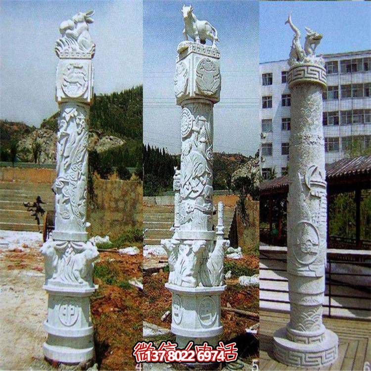 戶(hù)外園林大型大理石石雕龍柱雕塑