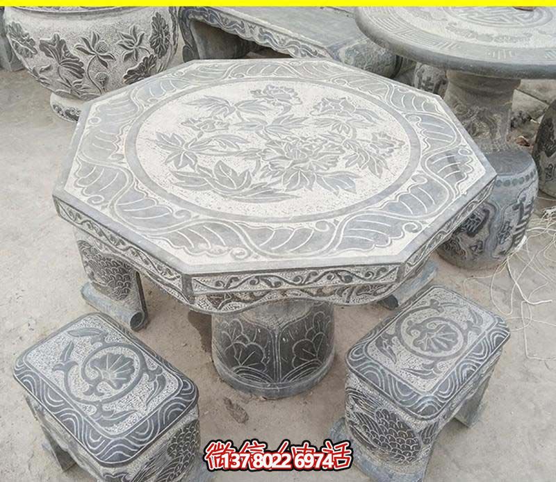 寺院景區(qū)擺放仿古八角大理石桌凳雕塑 寺院景區(qū)擺放仿古八角大理石桌凳雕塑