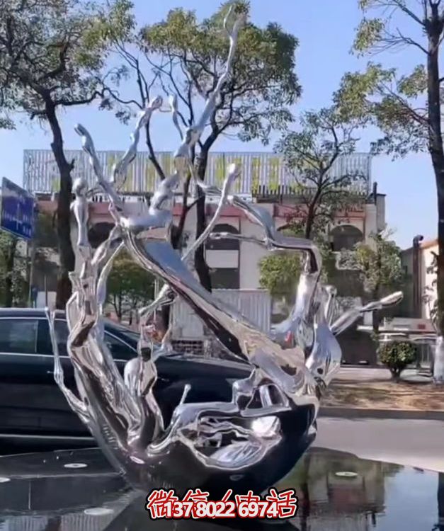 廣場(chǎng)不銹鋼鏡面抽象水花浪花酒店擺件工藝品