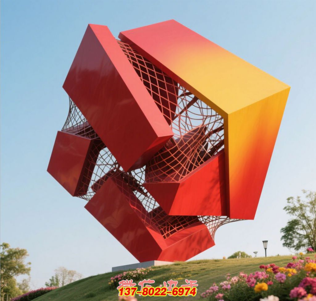 律動空間 —— 不銹鋼紅韻戶外景觀雕塑